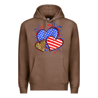 Chestnut American flag leopard hearts Premium Hoodie - Neo Western