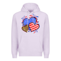 Lilac American flag leopard hearts Premium Hoodie - Neo Western