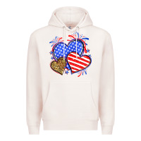 Pale Pink American flag leopard hearts Premium Hoodie - Neo Western