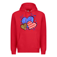 Red American flag leopard hearts Premium Hoodie - Neo Western