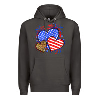 Smoke American flag leopard hearts Premium Hoodie - Neo Western
