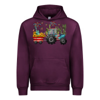 Mauve Wine 4th of july tractor Urban Hoodie - CowGirlArtShop