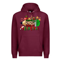 Burgundy christmas principal pencil Premium Hoodie - FaDigitalArtStudio