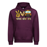 Mauve Wine peace love bus Urban Hoodie - CowhideDigitalArt