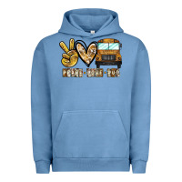 Pigment Pebble Blue peace love bus Urban Hoodie - CowhideDigitalArt