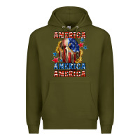Army Green America skeleton 4th of july Premium Hoodie - CowGirlArtShop
