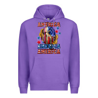 Purple America skeleton 4th of july Premium Hoodie - CowGirlArtShop
