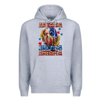 Heather Grey America skeleton 4th of july Premium Hoodie - CowGirlArtShop