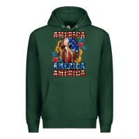Sports Green America skeleton 4th of july Premium Hoodie - CowGirlArtShop