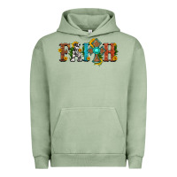Pigment Oil Green faith with cross and sunflower Urban Hoodie - HRA Design Shop