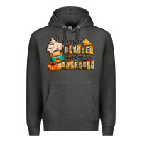 Charcoal Heather stressed blessed pumpkin obsessed Premium Hoodie - CowhideDigitalArt