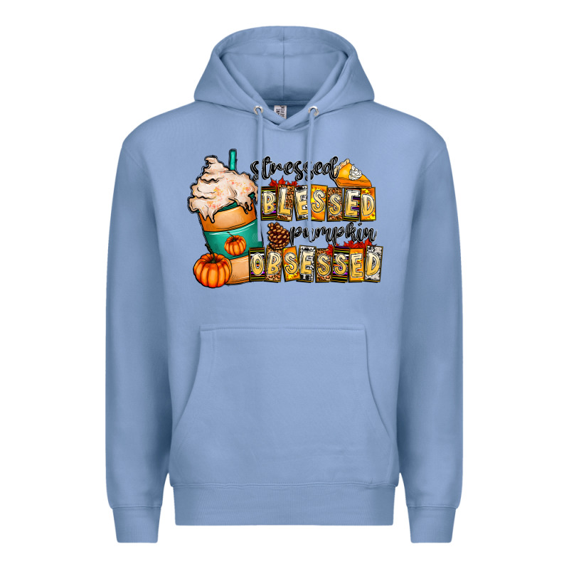 Stressed Blessed Pumpkin Obsessed Premium Hoodie by CowhideDigitalArt | Teevron