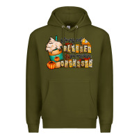 Army Green stressed blessed pumpkin obsessed Premium Hoodie - CowhideDigitalArt