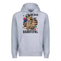 Heather Grey America the beautiful 4th of july Premium Hoodie - CowGirlArtShop