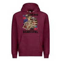 Burgundy America the beautiful 4th of july Premium Hoodie - CowGirlArtShop