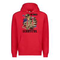 Red America the beautiful 4th of july Premium Hoodie - CowGirlArtShop