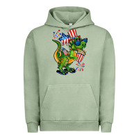 Pigment Oil Green 4th of July T-Rex Urban Hoodie - CowGirlArtShop