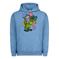 Pigment Pebble Blue 4th of July T-Rex Urban Hoodie - CowGirlArtShop