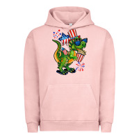 Pigment Salmon 4th of July T-Rex Urban Hoodie - CowGirlArtShop