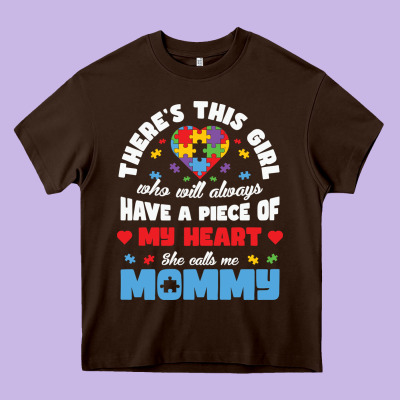 Lil Autism Mom Heavy Core Tee Designed By Cowhidedigitalart