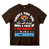 Chocolate Brown lil autism mom Heavy Core Tee - CowhideDigitalArt