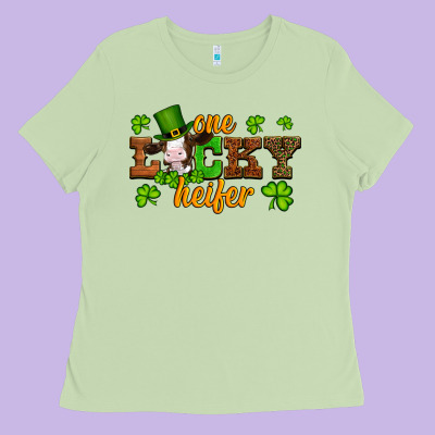 St Patricks One Lucky Heifer Baby Cow Ladies Tee Designed By Artiststas