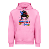 Fuchsia Pink All American Babe 4th of July Urban Hoodie - CowGirlArtShop