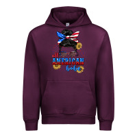 Mauve Wine All American Babe 4th of July Urban Hoodie - CowGirlArtShop