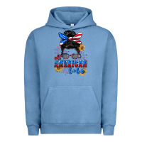 Pigment Pebble Blue All American Babe 4th of July Urban Hoodie - CowGirlArtShop