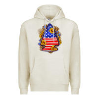 Oatmeal Heather American flag arrowhead Premium Hoodie - Neo Western
