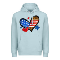 Blue Mist American flag heart leopard Premium Hoodie - Neo Western