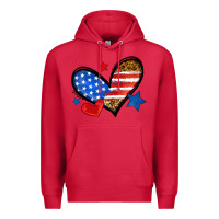Cardinal American flag heart leopard Premium Hoodie - Neo Western