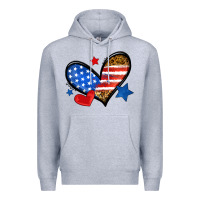 Heather Grey American flag heart leopard Premium Hoodie - Neo Western