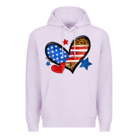 Lilac American flag heart leopard Premium Hoodie - Neo Western