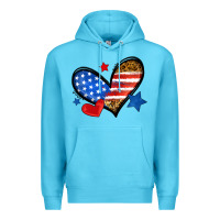 American Flag Heart Leopard Premium Hoodie | Teevron