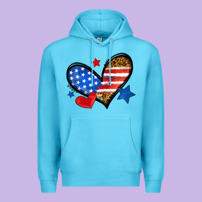 American Flag Heart Leopard Premium Hoodie Designed By Neo Western