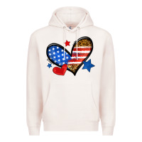 Pale Pink American flag heart leopard Premium Hoodie - Neo Western