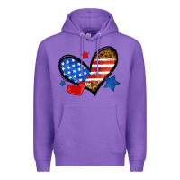 Purple American flag heart leopard Premium Hoodie - Neo Western