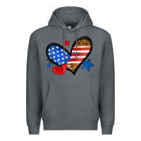 Rock American flag heart leopard Premium Hoodie - Neo Western