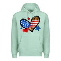 Seafoam American flag heart leopard Premium Hoodie - Neo Western