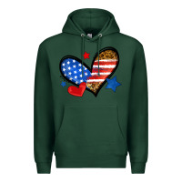 Sports Green American flag heart leopard Premium Hoodie - Neo Western