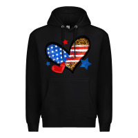Black American flag heart leopard Premium Hoodie - Neo Western