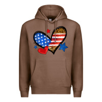 Chestnut American flag heart leopard Premium Hoodie - Neo Western