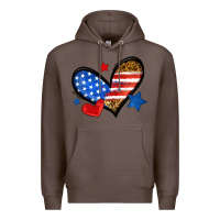 Coffee American flag heart leopard Premium Hoodie - Neo Western