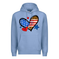 Colony Blue American flag heart leopard Premium Hoodie - Neo Western