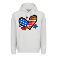Dove Grey American flag heart leopard Premium Hoodie - Neo Western