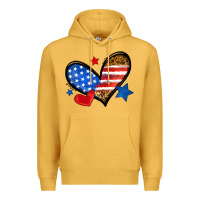 Mustard American flag heart leopard Premium Hoodie - Neo Western