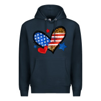 Navy American flag heart leopard Premium Hoodie - Neo Western