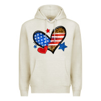 Oatmeal Heather American flag heart leopard Premium Hoodie - Neo Western