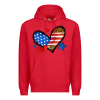 Red American flag heart leopard Premium Hoodie - Neo Western